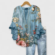 Ruffle Sleeve Floral Blouse