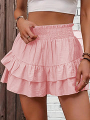 Ruffled Mini Skirt with Elastic Waist Style Casual Wear Summer