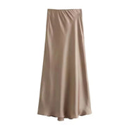 Satin Midi Skirt with Comfortable Fit