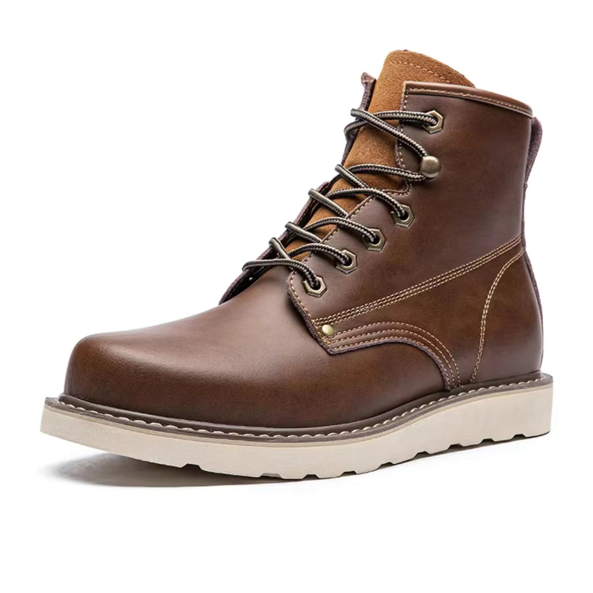 Men's Waterproof Leather Work Boots with Durable Grip Sole