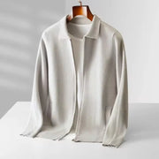 Smooth Knit Cardigan with Full-Zip Front and Long Sleeves for Men