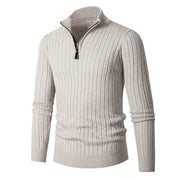Sleek Men's Ribbed Quarter Zip Pullover Sweater