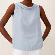 Sleeveless Roll Collar Linen Top Casual Going Out Breathable Lightweight