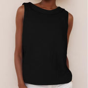 Sleeveless Roll Collar Linen Top Casual Going Out Breathable Lightweight