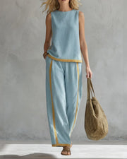 Sleeveless Top and Wide-Leg Trouser Set Lightweight