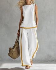 Sleeveless Top and Wide-Leg Trouser Set Lightweight