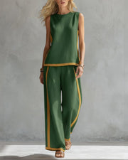 Sleeveless Top and Wide-Leg Trouser Set Lightweight