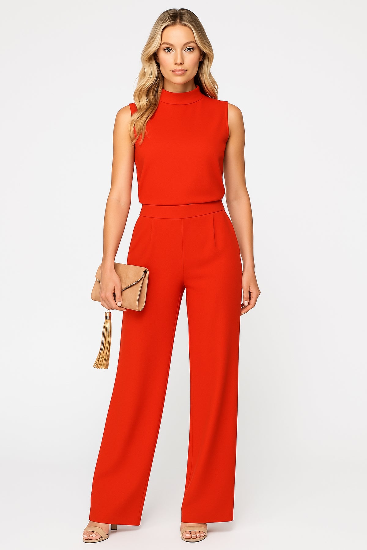 Sleeveless wide-leg jumpsuit, front view