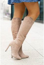 Slim Fit Knee-High Stiletto Boots with Side Zip and Pointed Toe for Women