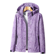Water-Resistant Windbreaker Jacket with Hood and Zip Pockets for Women