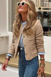 Soft Tweed Cropped Women's Blazer for Oversized Blazer Style