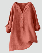 Soft V-Neck Buttoned Tunic Casual Workwear