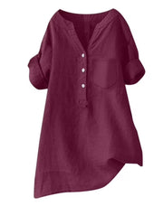 Soft V-Neck Buttoned Tunic Casual Workwear