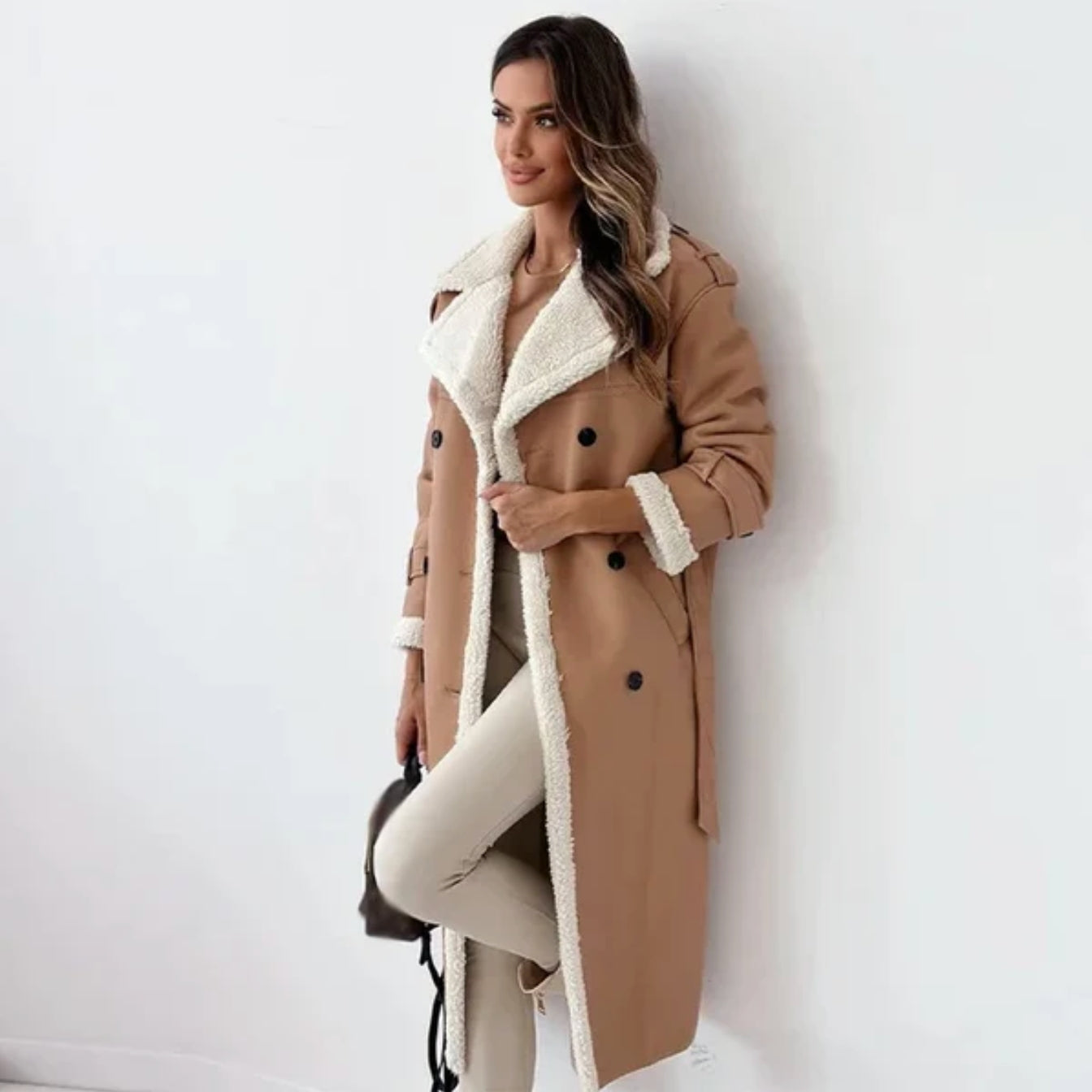 Manteau Cheryl d'hiver long pour femme, coupe élégante et chaleur maintenue adaptée aux tenues raffinées.