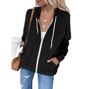 Soft Zip-Up Hoodie with Drawstring Hood and Front Pockets for Women