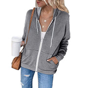 Soft Zip-Up Hoodie with Drawstring Hood and Front Pockets for Women