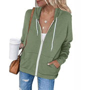 Soft Zip-Up Hoodie with Drawstring Hood and Front Pockets for Women