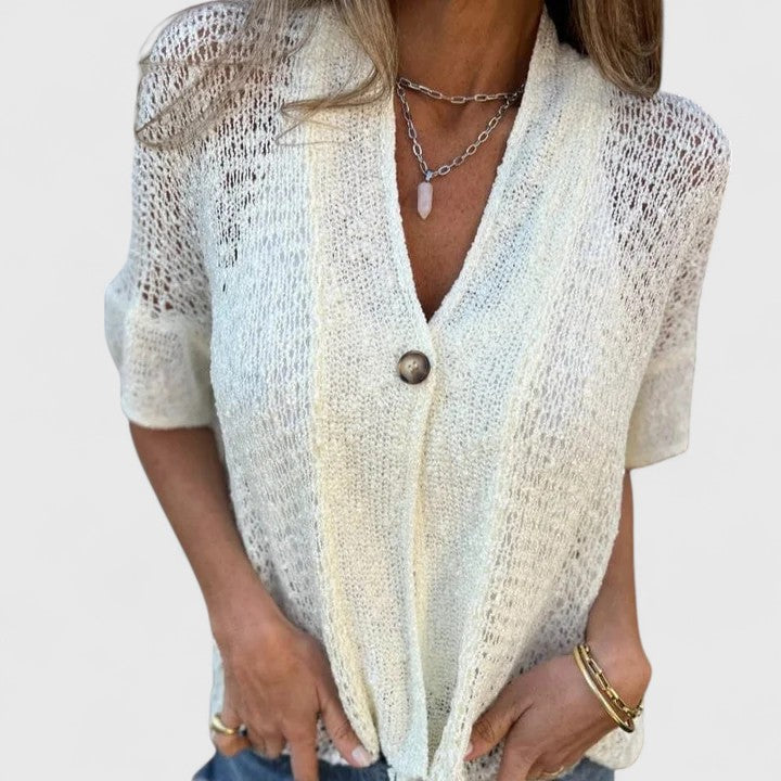 Open Knit Buttoned Cardigan