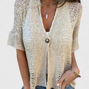 Women's Fall Open Knit Buttoned Cardigan Style Casual Wear
