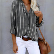 Women's Striped Long Sleeve Blouse for Workwear