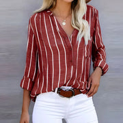 Women's Striped Long Sleeve Blouse for Workwear