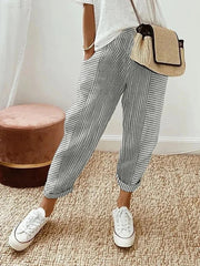 Striped Relaxed Fit Pants Lightweight Casual Wear Breathable