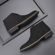 Structured Lace-Up Chukka Boots with Lug Sole and Round Toe for Men