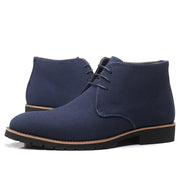 Structured Lace-Up Chukka Boots with Lug Sole and Round Toe for Men