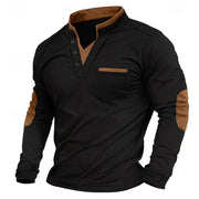 Structured Long Sleeve Henley Shirt for Designer Clothes for Men
