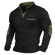Structured Long Sleeve Henley Shirt for Designer Clothes for Men