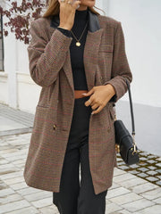 Structured Longline Autumn Office Blazer with Flap Pockets for Women