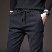 Structured Men's Joggers with Drawstring Waist and Side Pockets