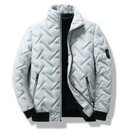 Men's Insulated Quilted Padded Winter Bomber Jacket Coat with Stand Collar