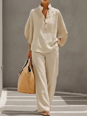 Structured Wide-Leg Two-Piece Set Trousers Casual Wear
