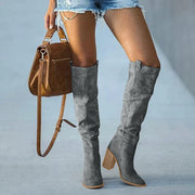 Suede Knee-High Boots with Block Heel for Dames Fashion and Style