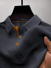 Textured Button-Down Polo Shirt Style Clothing Casual Wear Breathable
