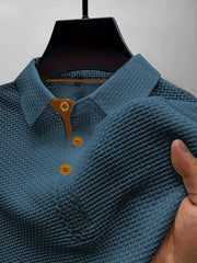 Textured Button-Down Polo Shirt Style Clothing Casual Wear Breathable