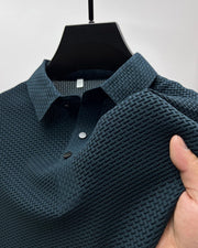 Textured Button-Up Polo Shirt Design Casual Clothing