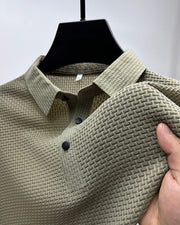 Textured Button-Up Polo Shirt Design Casual Clothing
