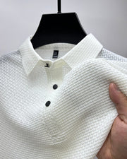 Textured Button-Up Polo Shirt Design Casual Clothing
