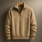 Textured Cable Knit Men's Quarter Zip Pullover Sweater for Style