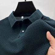 Textured Short Sleeve Polo Shirt for Men's Modern Casual Wear