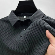 Textured Short Sleeve Polo Shirt for Men's Modern Casual Wear