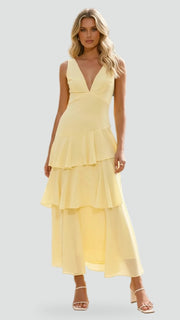 Wedding Guest Tiered Ruffle Maxi Dress
