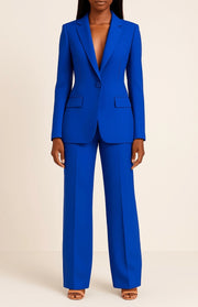 Women's Tailored Suit Set with Refined Lapels and Single-Button Blazer