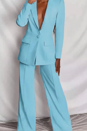 Women's Tailored Suit Set with Refined Lapels and Single-Button Blazer