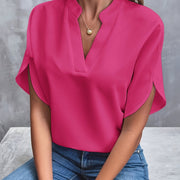 V-Neck Blouse with Draped Sleeves Style Casual Women's Fashion
