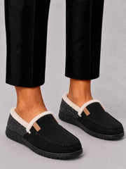 Warm Wool Blend Winter Loafer Slippers with Sturdy Sole for Men