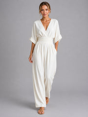 Wide-Leg V-Neck Jumpsuit