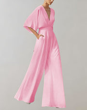 Wide Leg V-Neck Jumpsuit Formal Wear